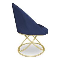 Kit 04 Cadeiras Poltrona De Jantar Bela Suede Base Metálica Luxo Dourado - Pallazio Cor Azul Marinho - 5