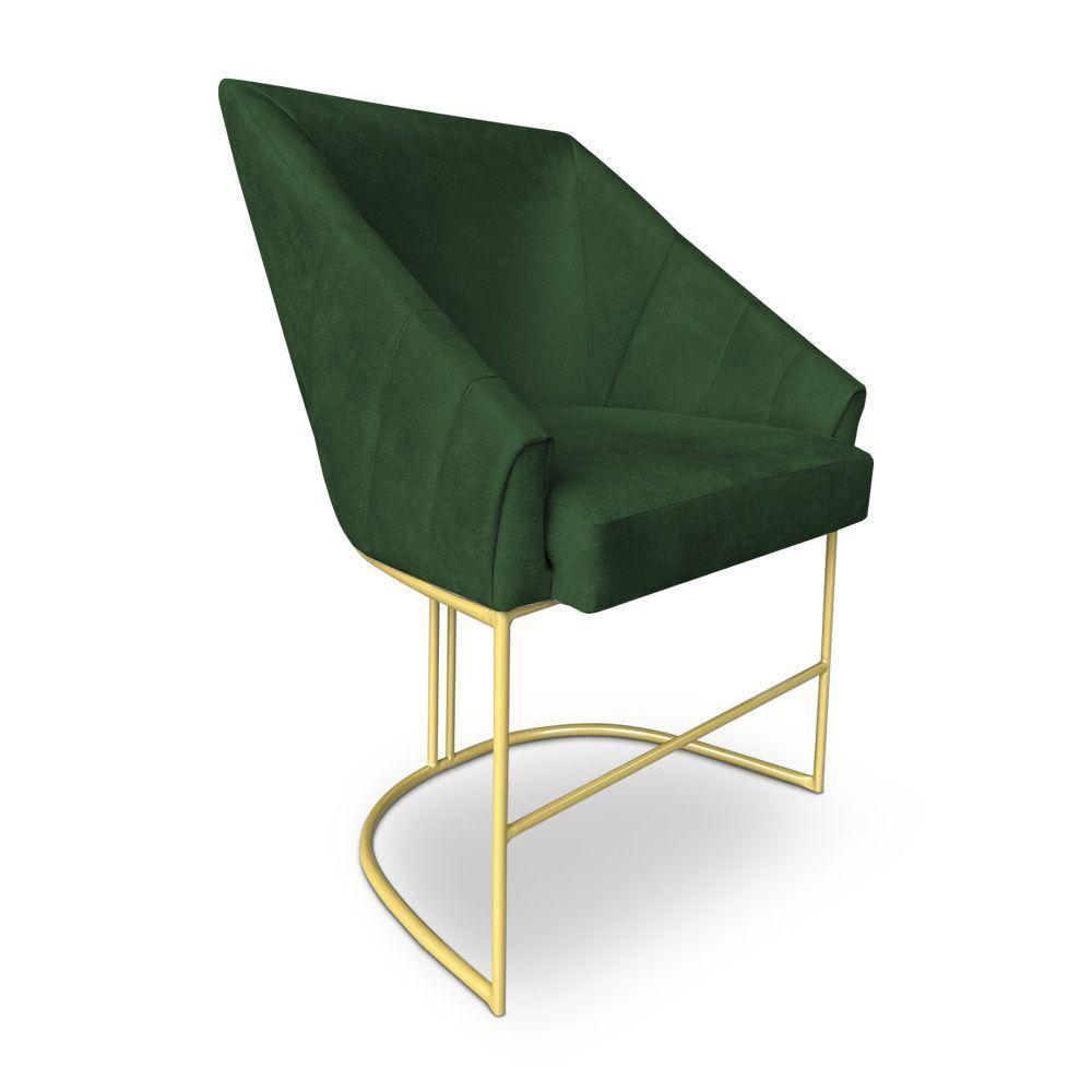 Poltrona Decorativa Alana Suede Base De Ferro Dourado - Pallazio Cor Verde - 2