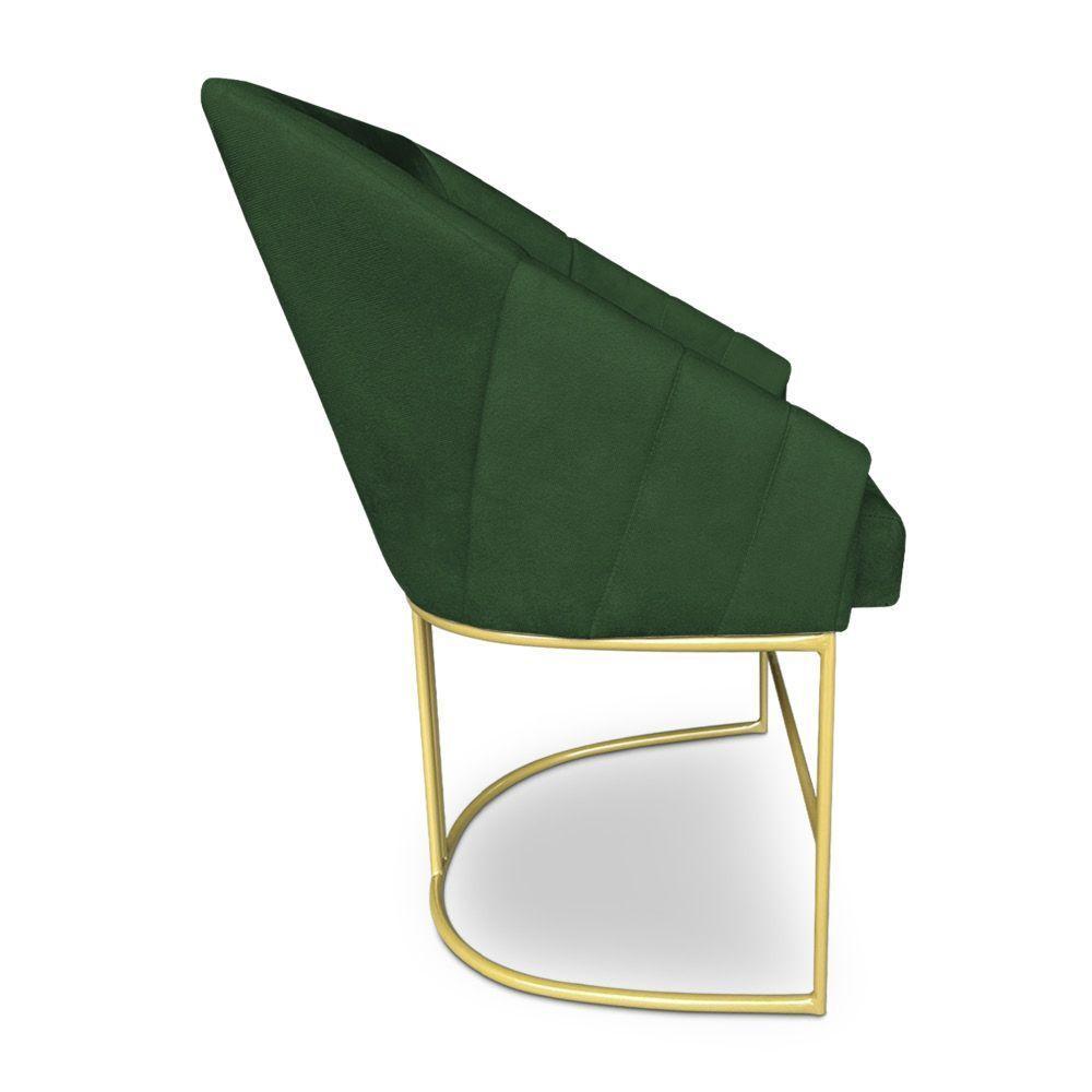 Poltrona Decorativa Alana Suede Base De Ferro Dourado - Pallazio Cor Verde - 4