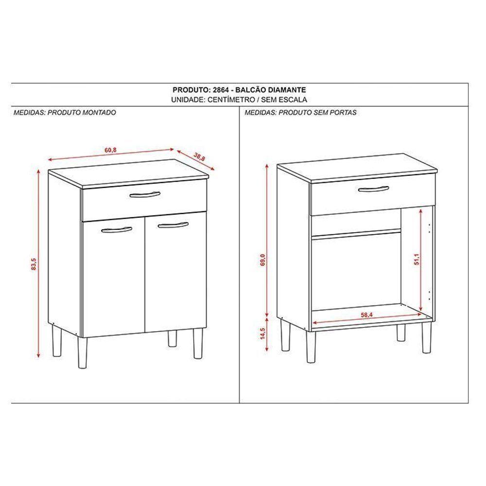 Balcão Multiuso Ambiente Diamante Branco Supremo - Kits Paraná - 4