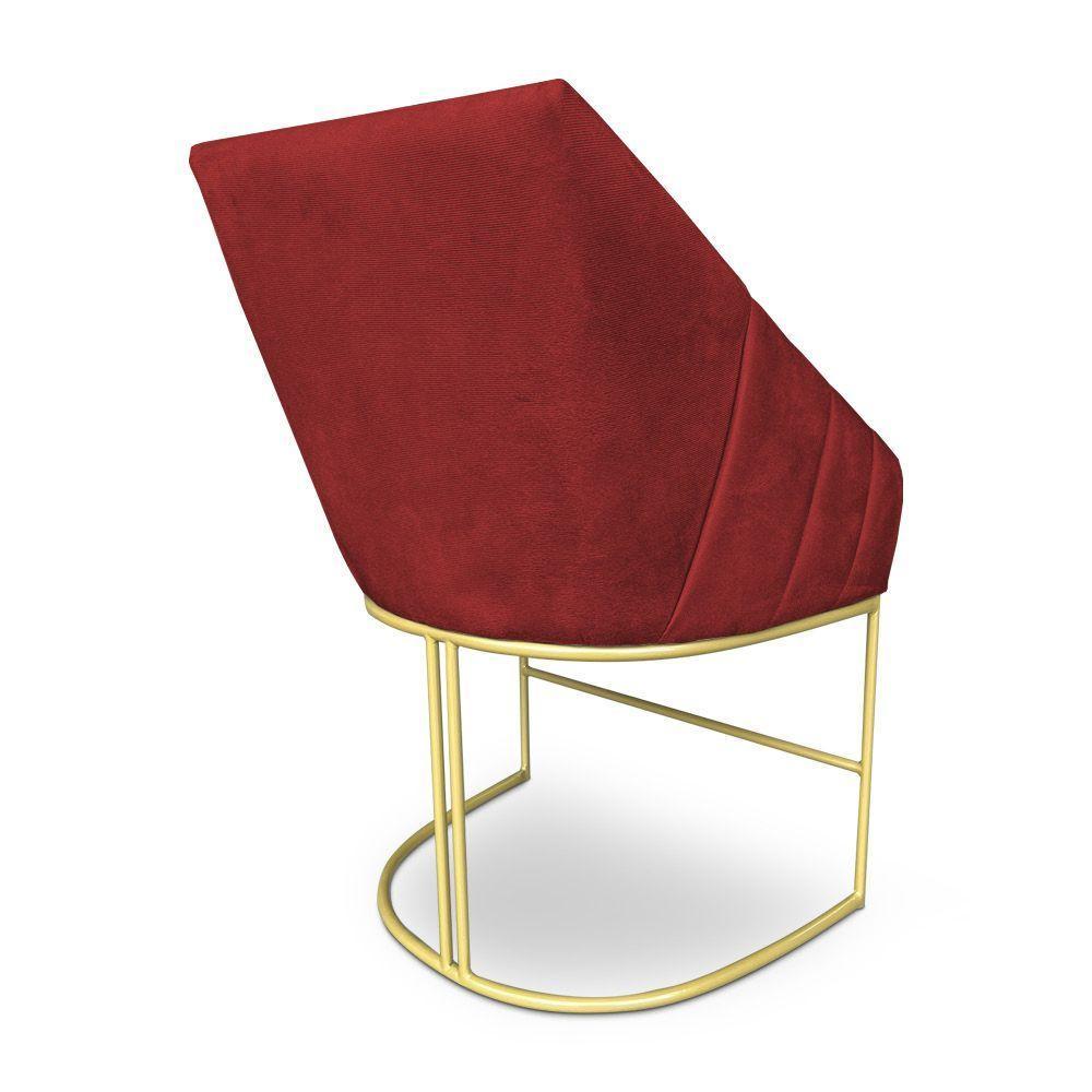 Poltrona Decorativa Alana Suede Base De Ferro Dourado - Pallazio Cor Vermelho - 5