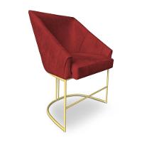 Poltrona Decorativa Alana Suede Base De Ferro Dourado - Pallazio Cor Vermelho - 2