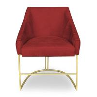 Poltrona Decorativa Alana Suede Base De Ferro Dourado - Pallazio Cor Vermelho - 3