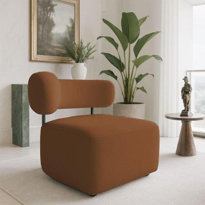 Poltrona Decorativa Orgânica Maya Veludo Ferro Preto - Pallazio Cor Terracota