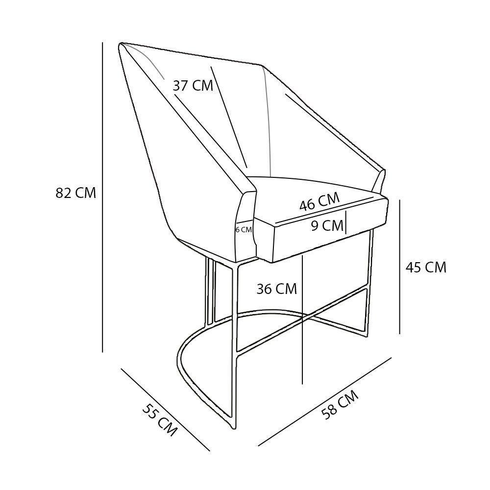 Poltrona Decorativa Alana Suede Azul Turquesa Base De Ferro Dourado - Pallazio - 6