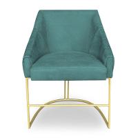 Poltrona Decorativa Alana Suede Azul Turquesa Base De Ferro Dourado - Pallazio - 3