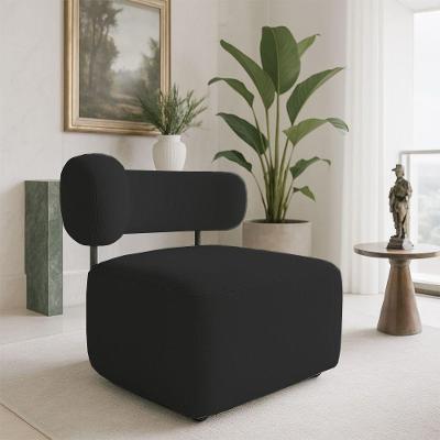 Poltrona Decorativa Orgânica Maya Veludo Preto Ferro Preto - Pallazio