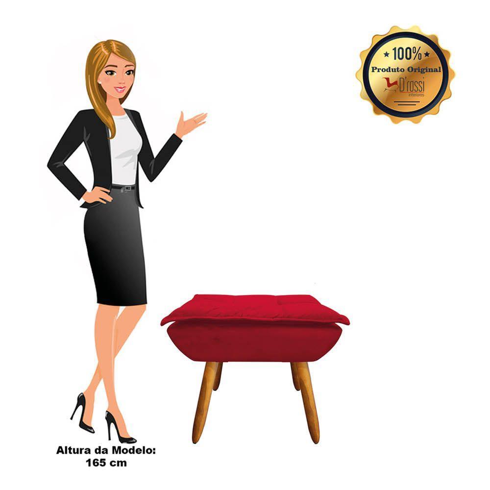 Kit 02 Poltronas Opala Com 01 Puff Opala Suede Vermelho - 3