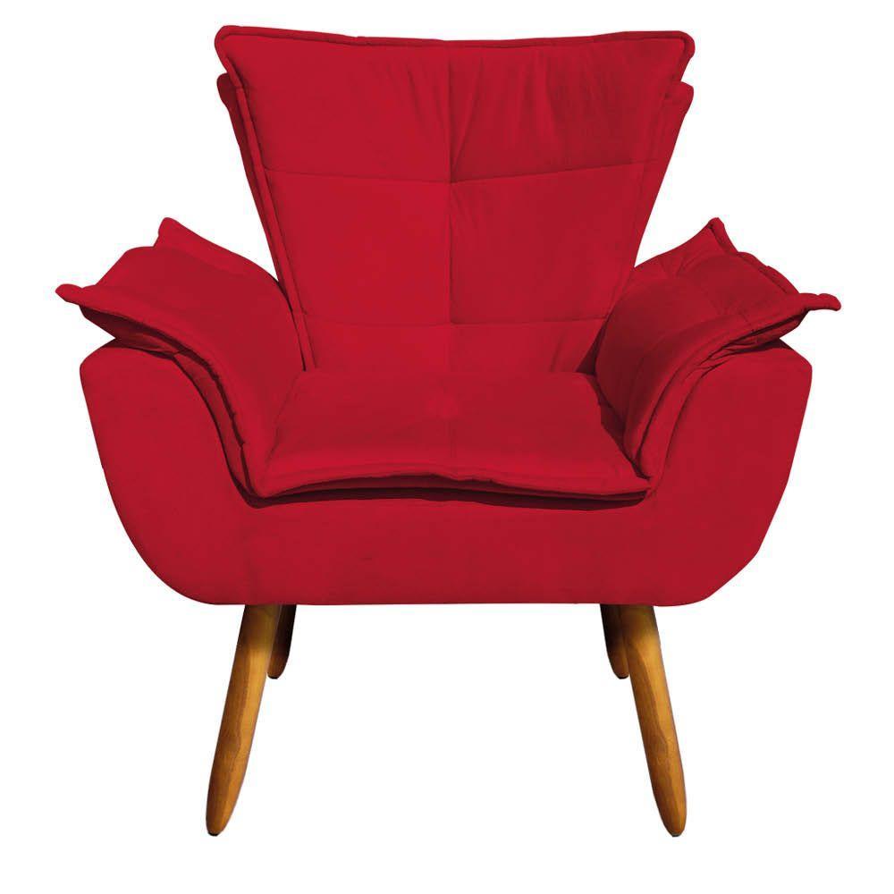 Kit 02 Poltronas Opala Com 01 Puff Opala Suede Vermelho - 8