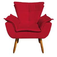 Kit 02 Poltronas Opala Com 01 Puff Opala Suede Vermelho - 8