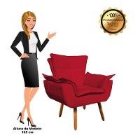 Kit 02 Poltronas Opala Com 01 Puff Opala Suede Vermelho - 10