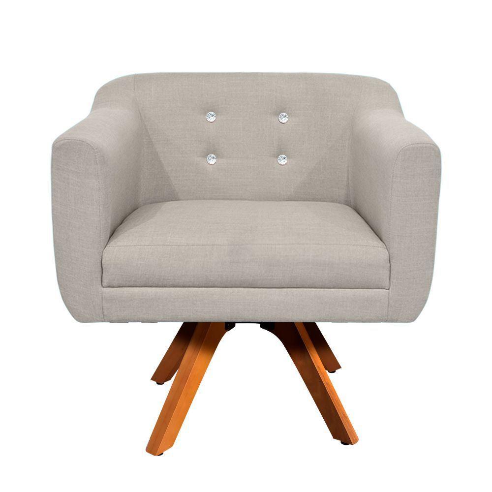 Kit 02 Poltronas Giratória Julia fino Bege A27 - 4