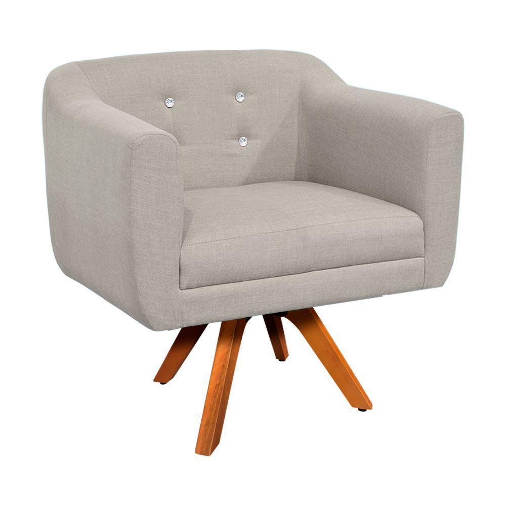 Kit 02 Poltronas Giratória Julia fino Bege A27 - 5