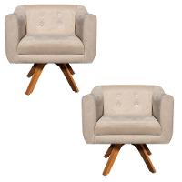 Kit 02 Poltronas Giratória Julia Bege - 1