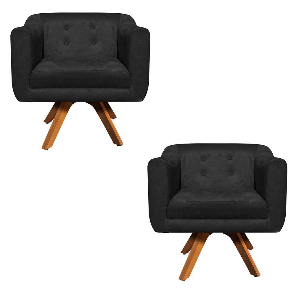 Kit 02 Poltronas Giratória Julia Preto - 1