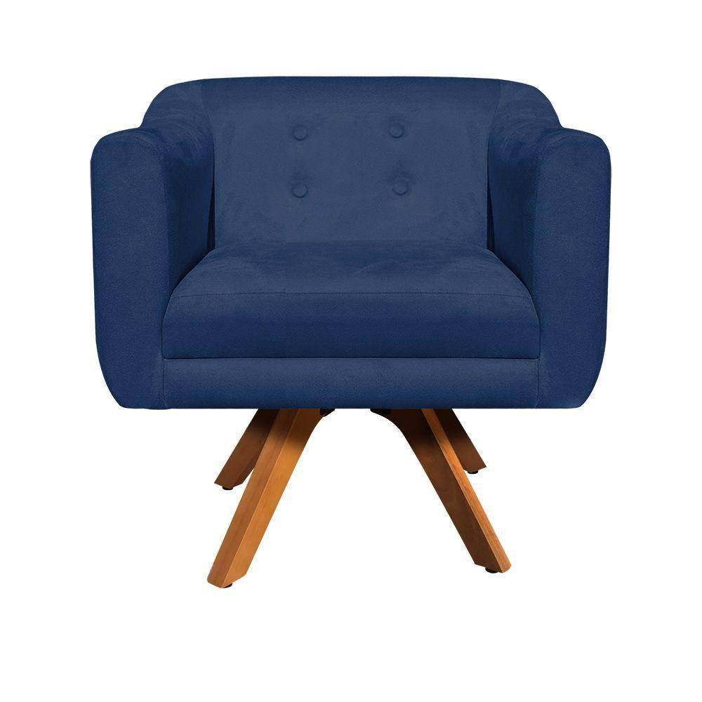 Kit 02 Poltronas Giratória Julia Azul Marinho - 4