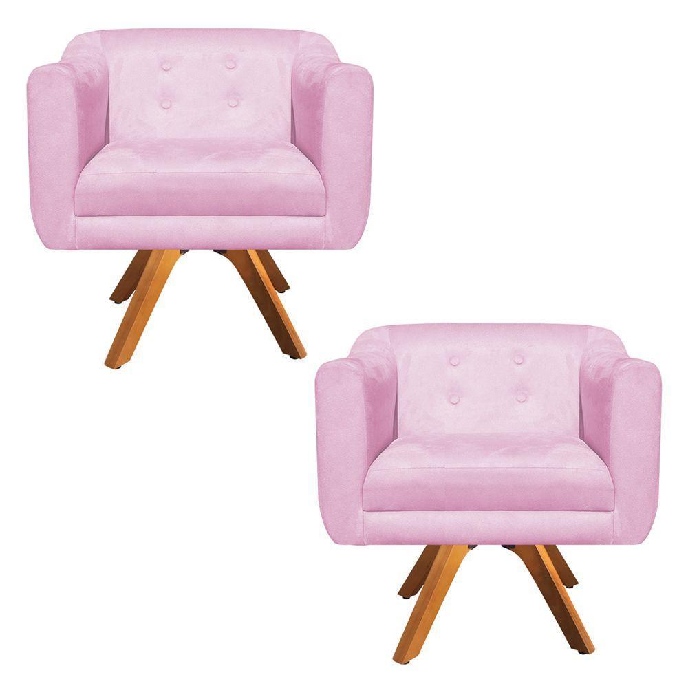 Kit 02 Poltronas Giratória Julia Rosa Bebê - 4