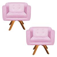 Kit 02 Poltronas Giratória Julia Rosa Bebê