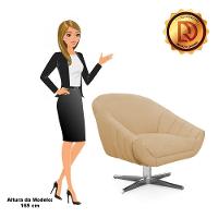 Kit 02 Poltronas Giratória Giovana Linho Areia A27 Base Cromada - 3