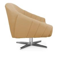 Kit 02 Poltronas Giratória Giovana Linho Areia A27 Base Cromada - 5