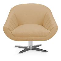 Kit 02 Poltronas Giratória Giovana Linho Areia A27 Base Cromada - 6