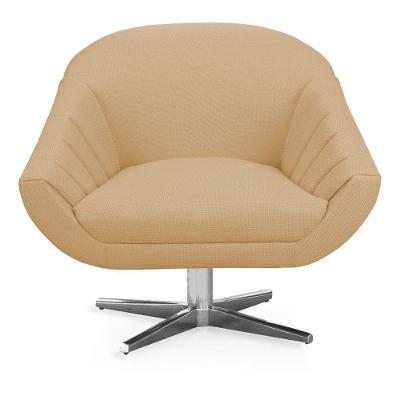 Poltrona Giratória Giovana Linho Base Cromada A27 Areia