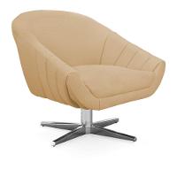 Poltrona Giratória Giovana Linho Base Cromada A27 Areia - 6