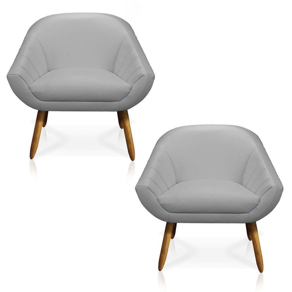 Kit 02 Poltronas Giovana Corino Castanho Cinza - 2