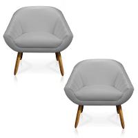 Kit 02 Poltronas Giovana Corino Castanho Cinza - 2