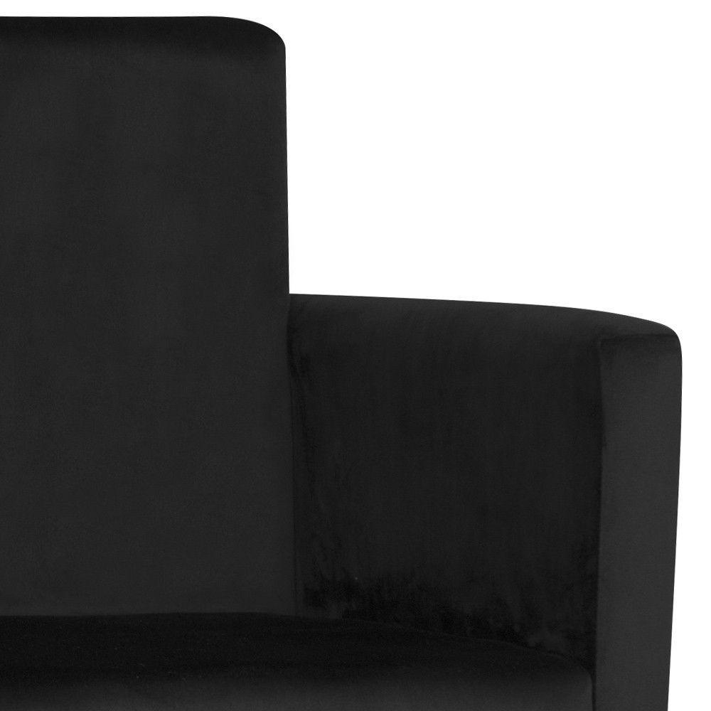 Poltrona Larissa Suede Preto Pés Palito de Madeira D´rossi - 7