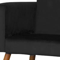 Poltrona Larissa Suede Preto Pés Palito de Madeira D´rossi - 8