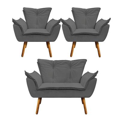 Kit Namoradeira e 2 Poltronas Opala Corino Pé Palito D´rossi