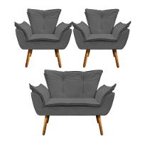 Kit Namoradeira e 2 Poltronas Opala Corino Pé Palito D´rossi - 2