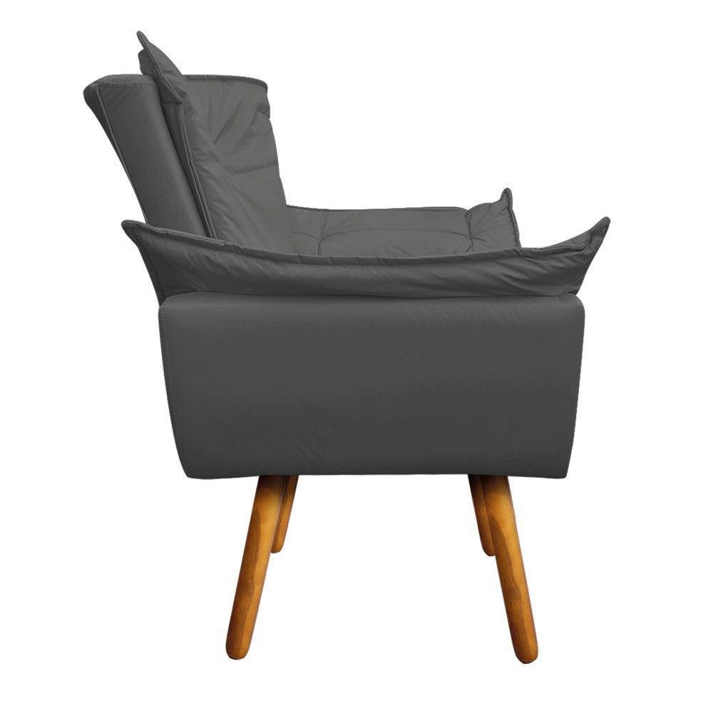 Kit Poltrona Opala com Puff Pés Palito Castanho D´rossi - 4