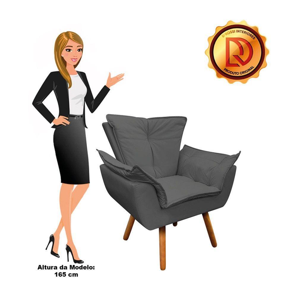 Kit Poltrona Opala com Puff Pés Palito Castanho D´rossi - 7