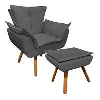 Kit Poltrona Opala com Puff Pés Palito Castanho D´rossi - 1