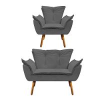 Kit Namoradeira e Poltrona Opala Corino Pés Palito D´rossi - 1