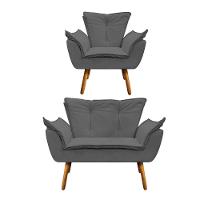 Kit Namoradeira e Poltrona Opala Corino Pés Palito D´rossi - 3