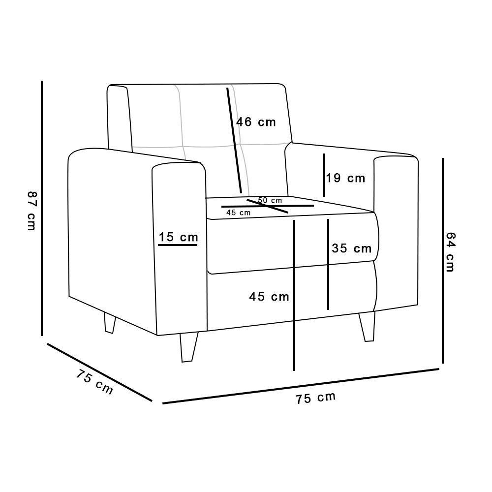 Poltrona Arezzo Linho Castanho A27 Areia - 7
