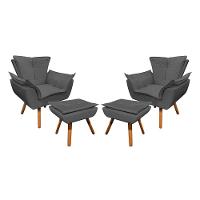 Kit 02 Poltronas Opala 02 Puffs Opala Corino - 2