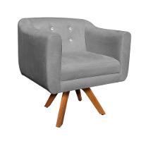 Kit 02 Poltronas Giratória Julia Suede Base Madeira Mm30 - 2