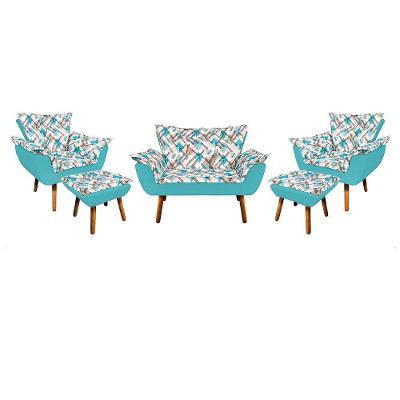 Kit 01 Namoradeira 02 Poltronas e 02 Puffs Opala Composê