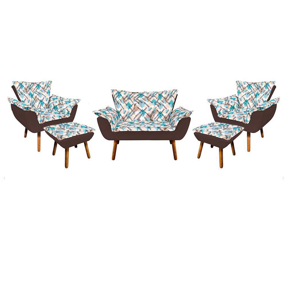 Kit 01 Namoradeira 02 Poltronas e 02 Puffs Opala Composê - 1