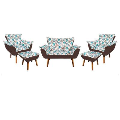 Kit 01 Namoradeira 02 Poltronas e 02 Puffs Opala Composê