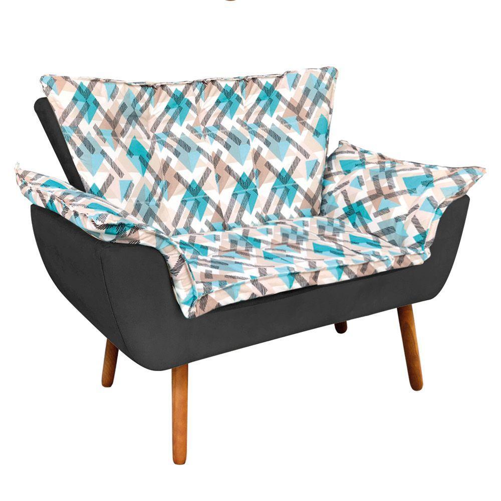 Kit 01 Namoradeira 02 Poltronas e 02 Puffs Opala Composê - 10