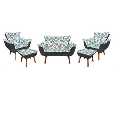 Kit 01 Namoradeira 02 Poltronas e 02 Puffs Opala Composê