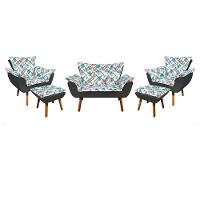 Kit 01 Namoradeira 02 Poltronas e 02 Puffs Opala Composê - 1