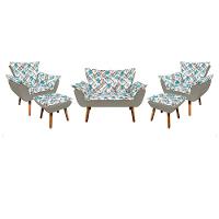 Kit 01 Namoradeira 02 Poltronas e 02 Puffs Opala Composê - 1