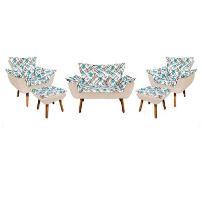 Kit 01 Namoradeira 02 Poltronas e 02 Puffs Opala Composê