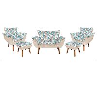 Kit 01 Namoradeira 02 Poltronas e 02 Puffs Opala Composê - 1